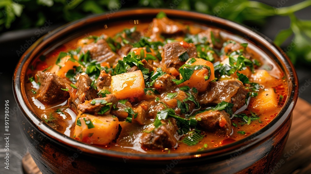 Delicious bowl of hearty beef stew with potatoes, carrots, and fresh herbs, perfect for a comforting meal or cozy gathering. Delicious bowl of hearty beef stew with potatoes, carrots, and fresh herbs, perfect for a comforting meal or cozy gathering.