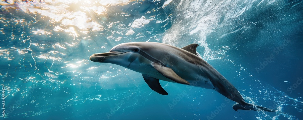 Obraz premium Bottlenose dolphin swimming underwater