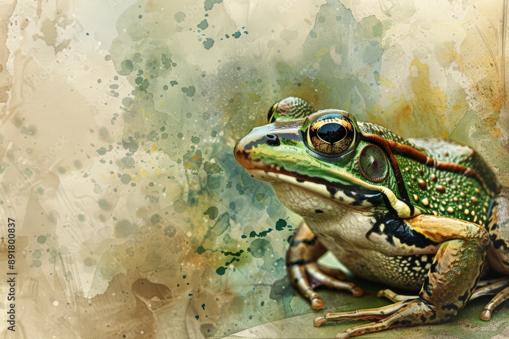 Vibrant Frog Amidst Textured Background Vibrant Frog Amidst Textured Background