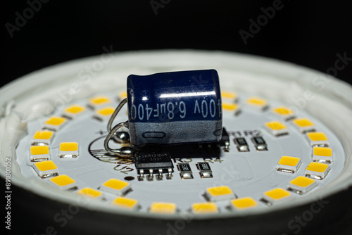 LED light bulb in disassembled form, SMD elements. photo