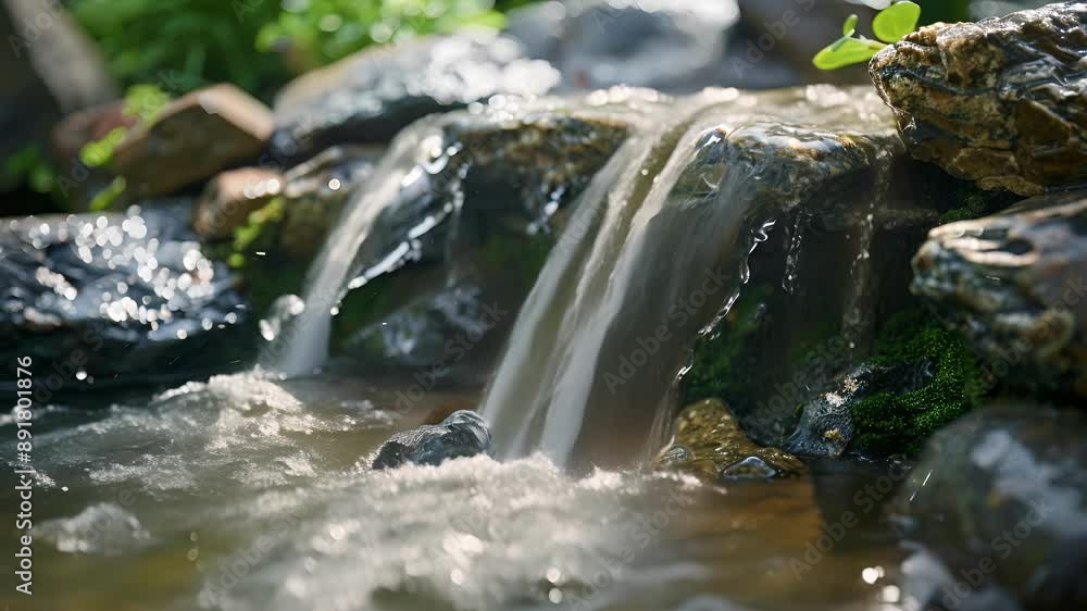 A small waterfall feature creates a cool mist in the air refreshing visitors as they explore the garden. A small waterfall feature creates a cool mist in the air refreshing visitors as they explore the garden.