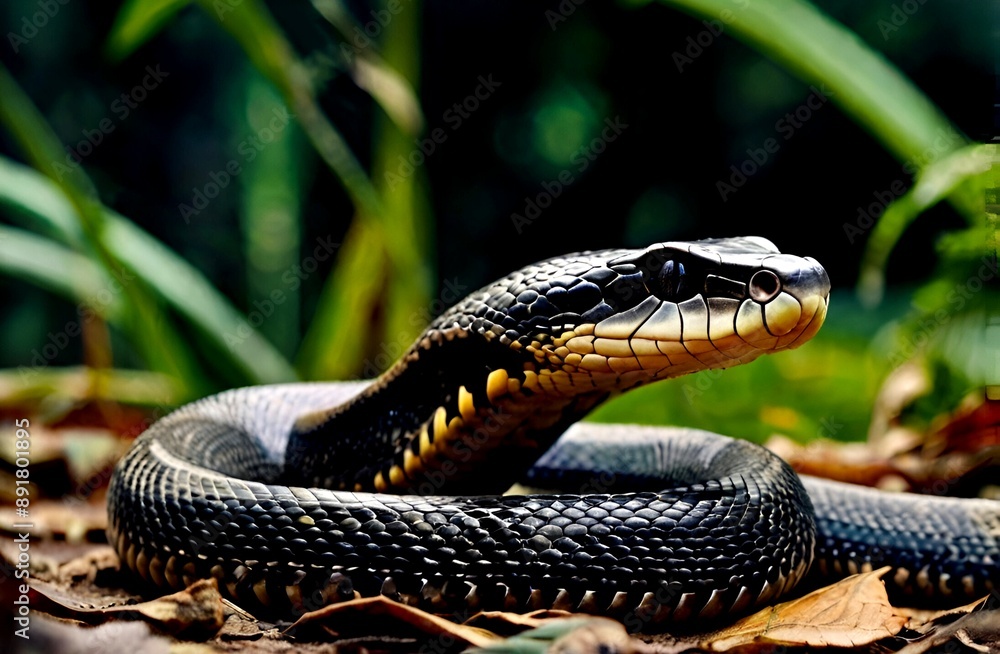 A beautiful sight of a dangerous black snake A beautiful sight of a dangerous black snake