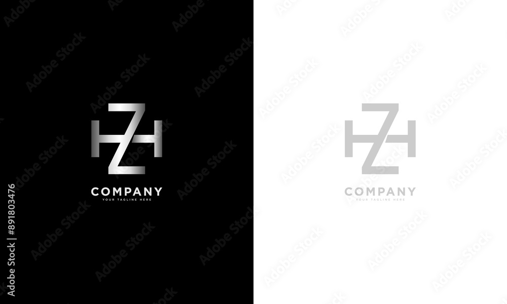 ZH or HZ initial letters overlapping interlock monogram logo line art style ZH or HZ initial letters overlapping interlock monogram logo line art style