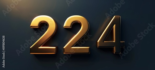 Modern Gold Number 224 on a Dark Background