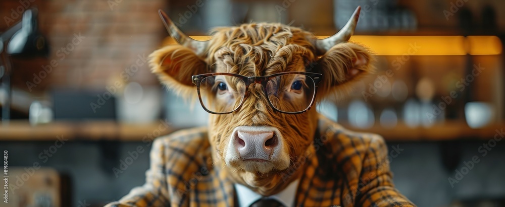 Stylish Bull in Suit and Sunglasses Stylish Bull in Suit and Sunglasses