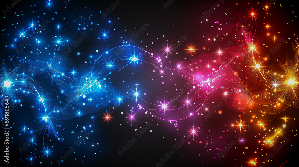 Obraz premium Vibrant Starry Lights in Blue and Red Gradient..