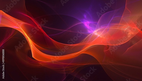 Abstract background, dark purple gradient with red and orange glowing nebula. red orange wave smoke flow background,banner,swirl and wavy soft pattern, creative dynamic and elegant design © Sophia