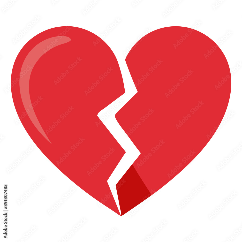 Illustration of red heart that has been broken into two pieces, transparent background Illustration of red heart that has been broken into two pieces, transparent background