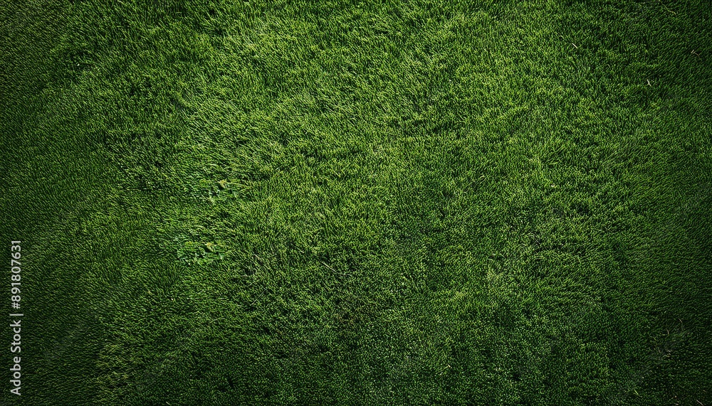 Fototapeta premium Top view of a textured green grass surface with copy space image.
