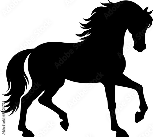 Horse Trotting Silhouette Vector Graphic