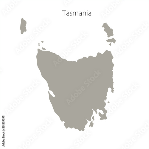 Tasmania flat simple silhouette map. Easy to edit and recolor.