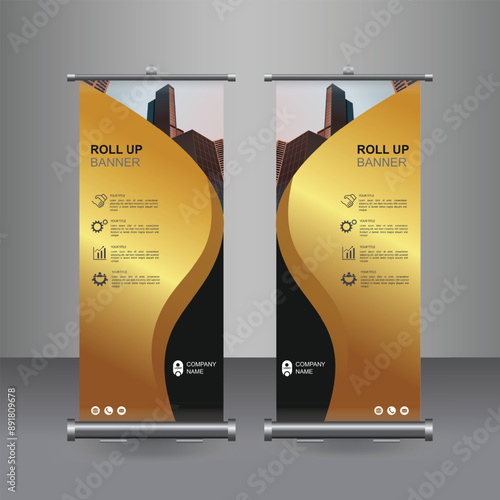 Vertical Business Roll Up  Banner Design, Signboard Advertising Brochure Flyer Template Vector X-banner and Street Business Flag of Convenience, Layout Background.