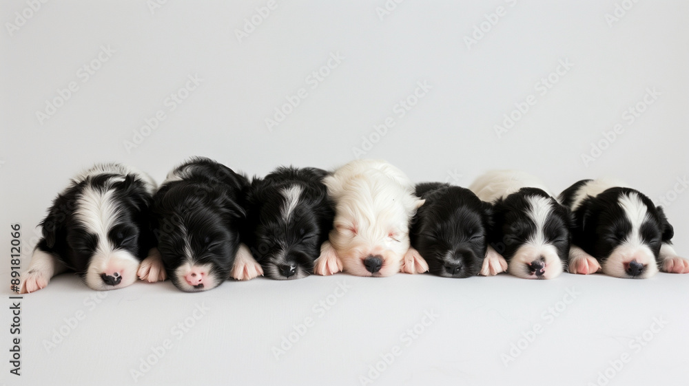 Seven Sleeping Border Collie Puppies Seven Sleeping Border Collie Puppies