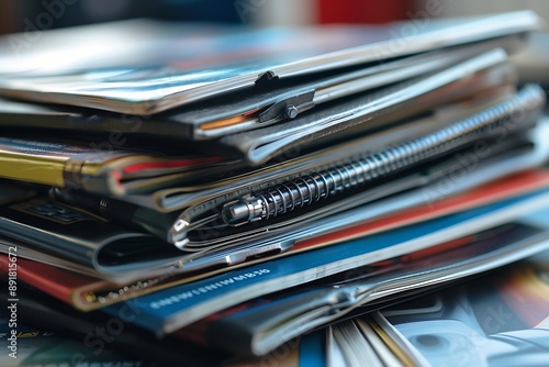 A stack of automotive repair manuals and engineering notebooks, focusing on mechanical expertise and vehicle maintenance.