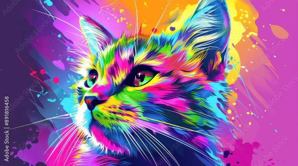Fototapeta Colorful Cat Portrait