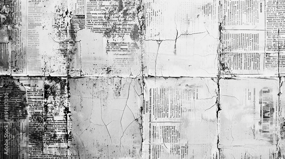 Obraz premium old vintage printed newspaper transition video, textured background, sepia black and white retro surface, textured rough surface, antique paper cut out animated video