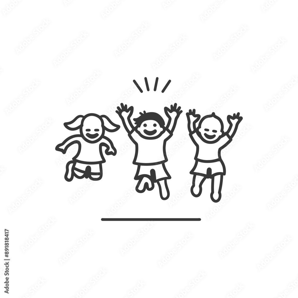 kids jumping minimalist line art icon logo symbol kids jumping minimalist line art icon logo symbol