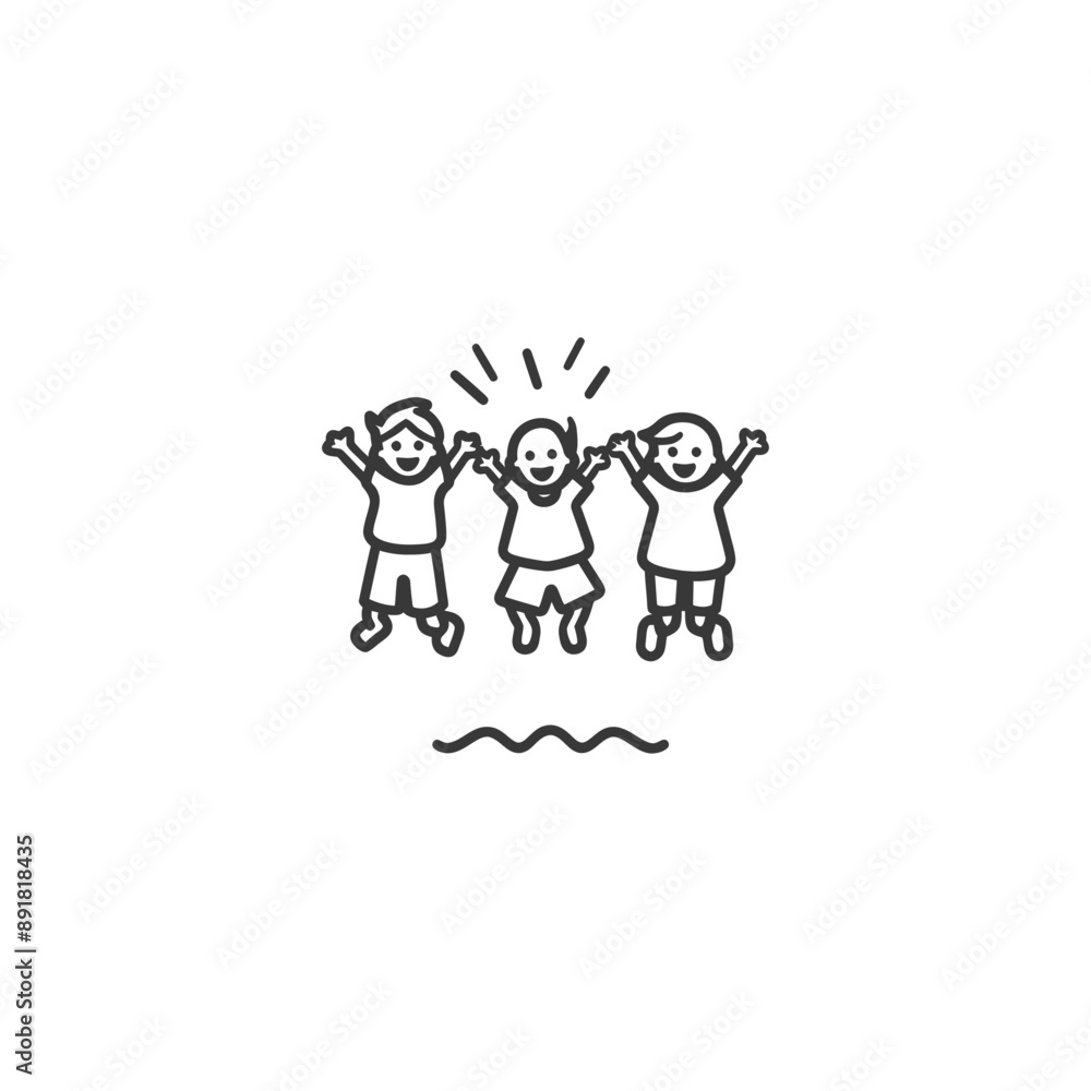 kids jumping minimalist line art icon logo symbol kids jumping minimalist line art icon logo symbol