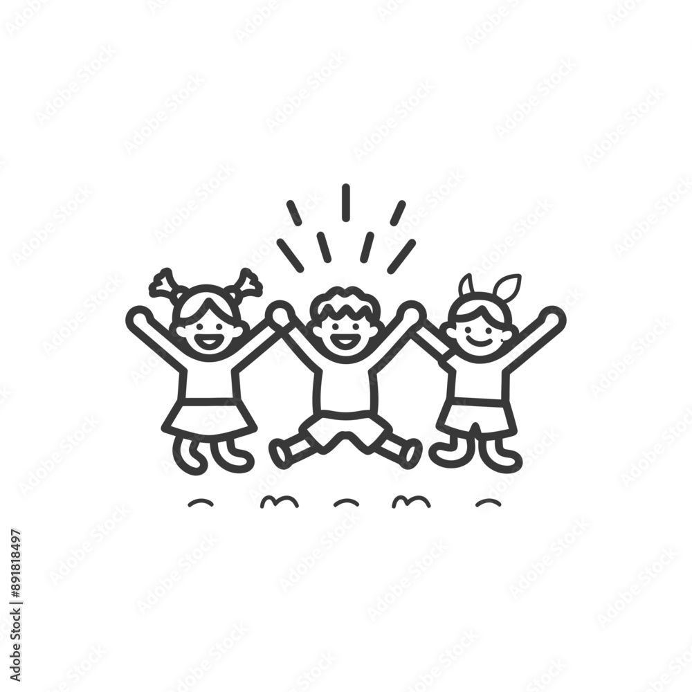 kids jumping minimalist line art icon logo symbol kids jumping minimalist line art icon logo symbol
