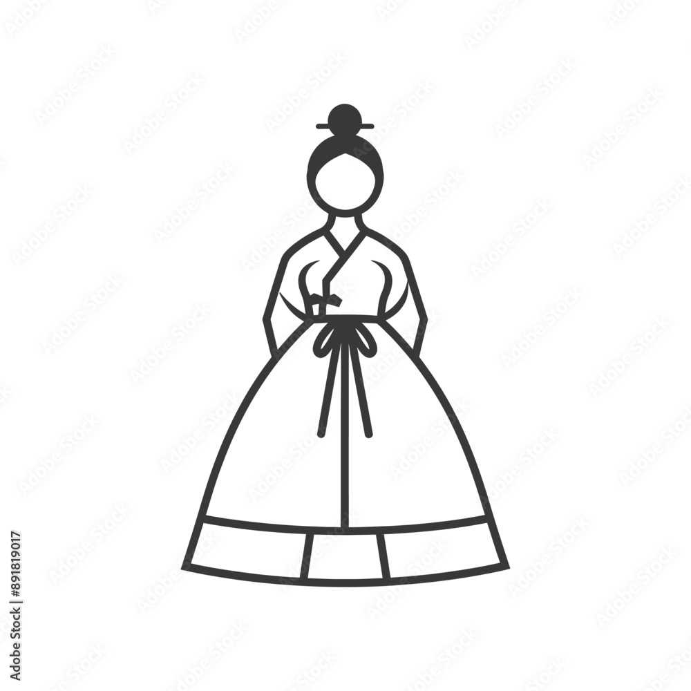 korean women wearing hanbok minimalist line art icon logo symbol korean women wearing hanbok minimalist line art icon logo symbol