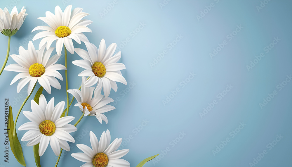sunny daisy flowers isolated on blue background sunny daisy flowers isolated on blue background