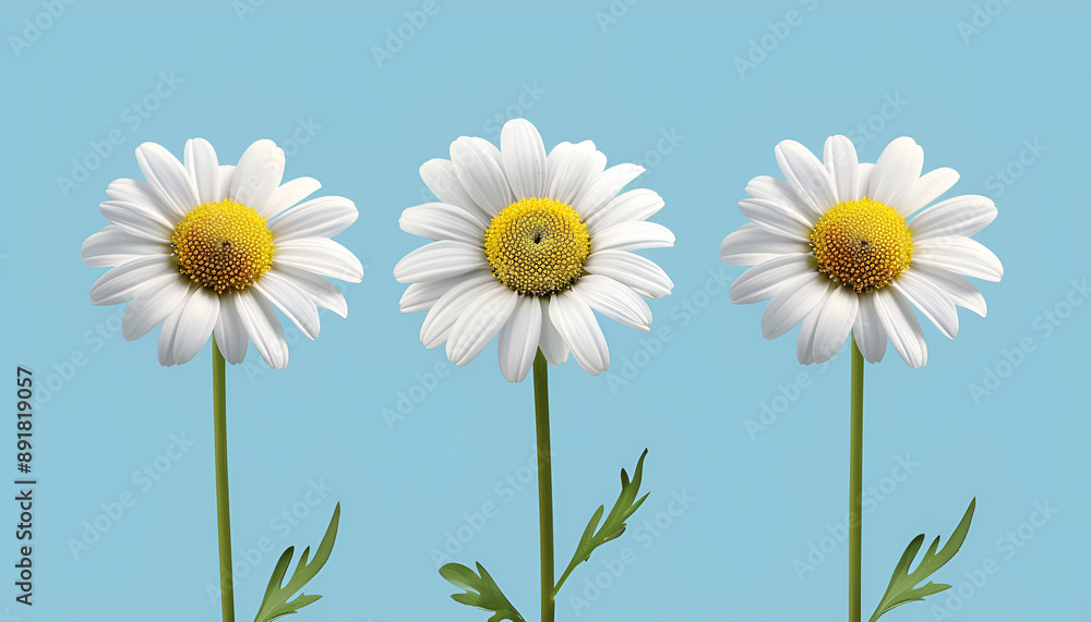 sunny daisy flowers isolated on blue background sunny daisy flowers isolated on blue background