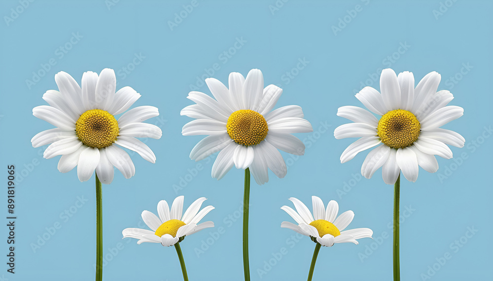 sunny daisy flowers isolated on blue background sunny daisy flowers isolated on blue background