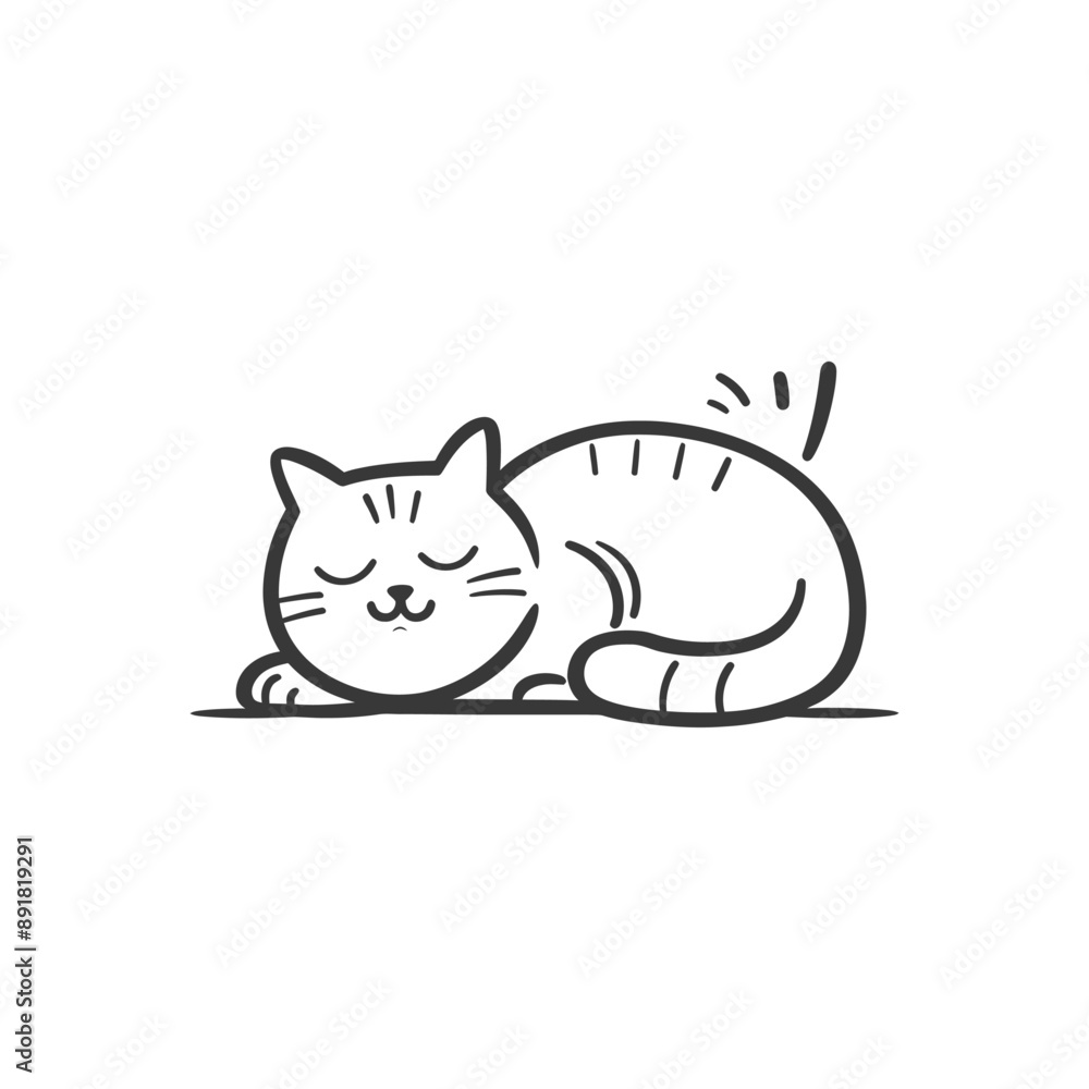 lazy cat animal tired minimalist line art icon logo symbol lazy cat animal tired minimalist line art icon logo symbol