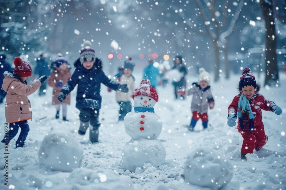 children playing in the snow children playing in the snow