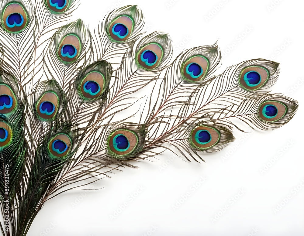 Obraz premium Close Up of Peacock Feathers With Eye Spots, beautiful background