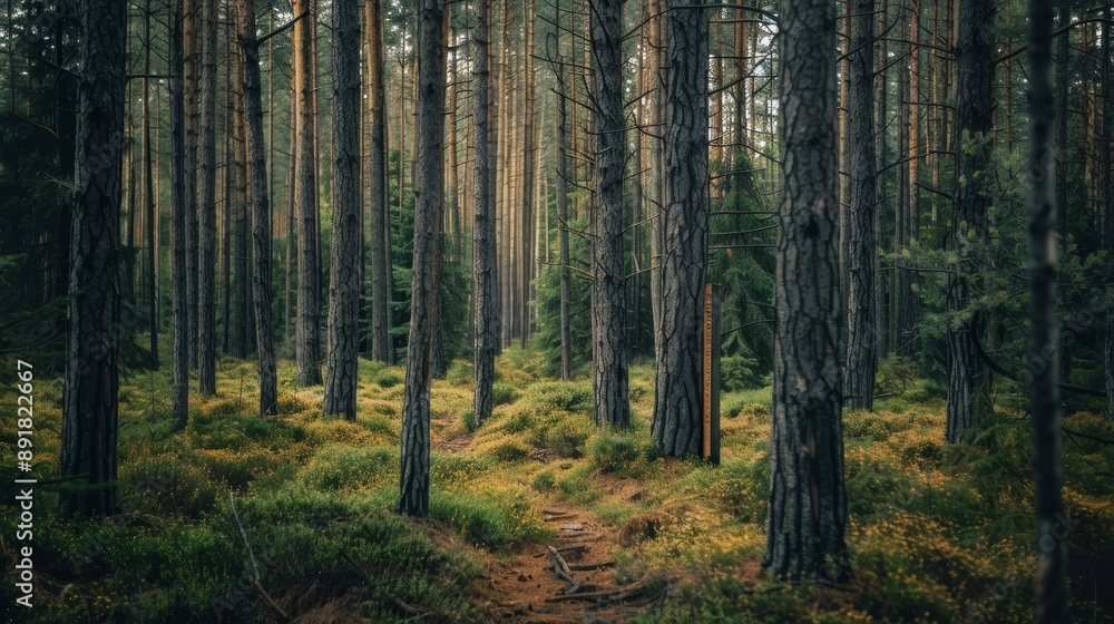 Fototapeta premium Isolated forest with no people. Useful as a wallpaper for websites or online advertising. 