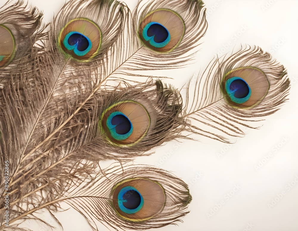 Obraz premium Close Up of Peacock Feathers With Eye Spots, beautiful background