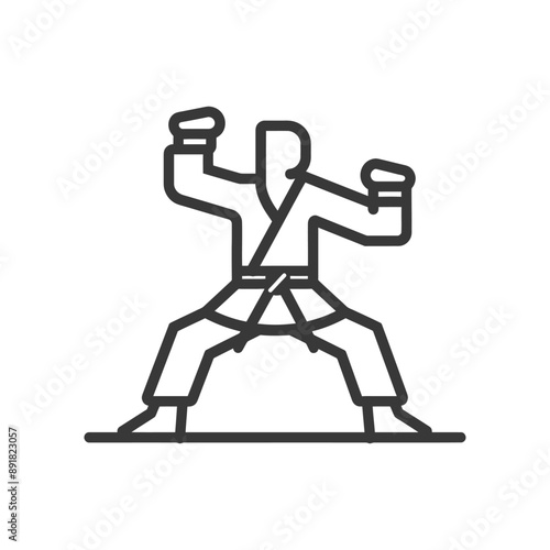 karate,taekwondo,judo,jiu jitsu minimalist line art icon logo symbol