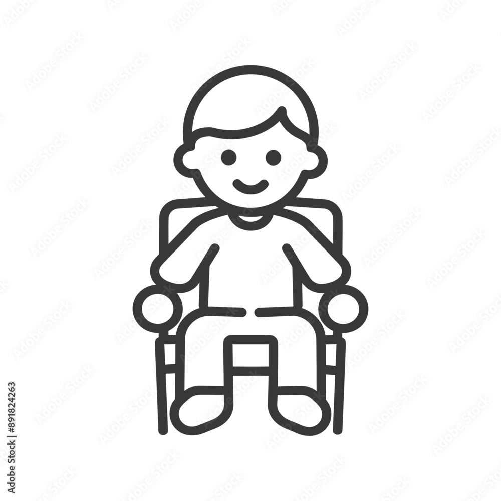 little boy sitting in the chair minimalist line art icon logo symbol little boy sitting in the chair minimalist line art icon logo symbol