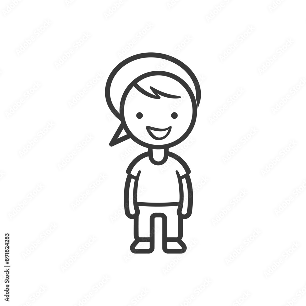 little boy stick figure speech bubble minimalist line art icon logo symbol little boy stick figure speech bubble minimalist line art icon logo symbol