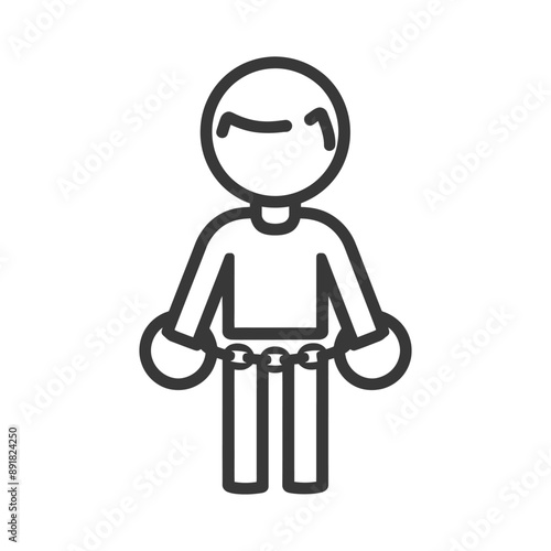 little boy slave with shackle minimalist line art icon logo symbol