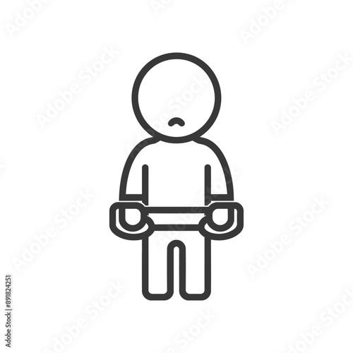 little boy slave with shackle minimalist line art icon logo symbol