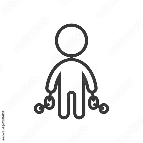 little boy slave with shackle minimalist line art icon logo symbol