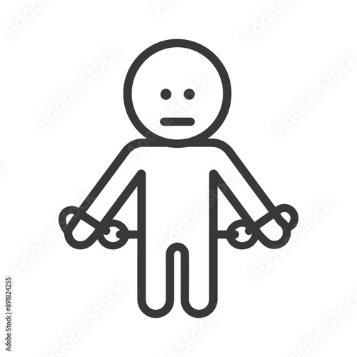 little boy slave with shackle minimalist line art icon logo symbol