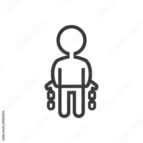 little boy slave with shackle minimalist line art icon logo symbol
