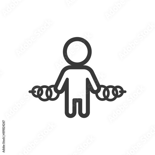 little boy slave with shackle minimalist line art icon logo symbol