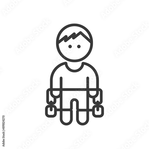 little boy slave with shackle minimalist line art icon logo symbol
