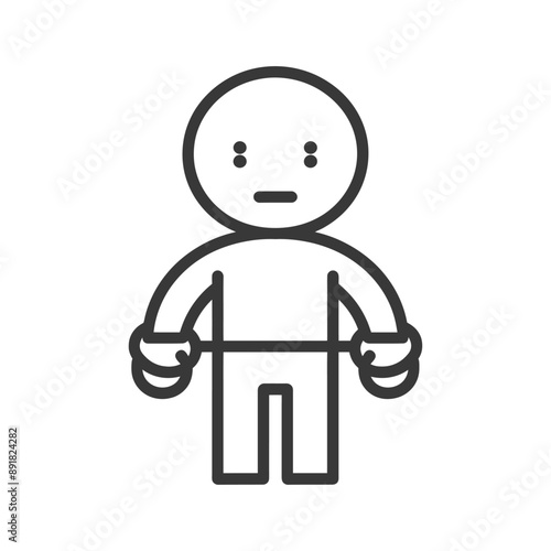 little boy slave with shackle minimalist line art icon logo symbol