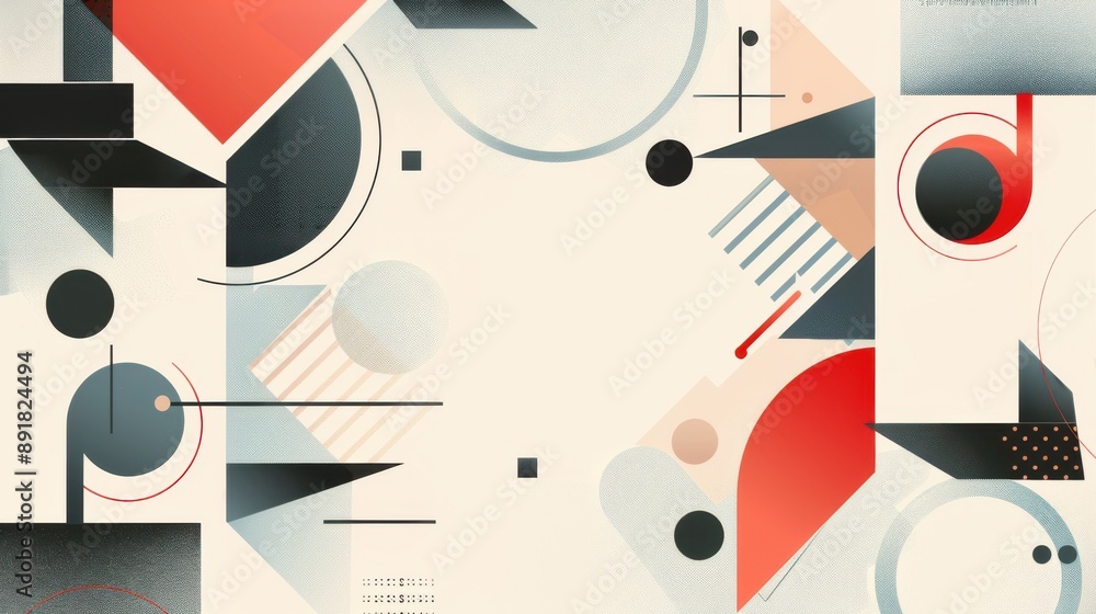 Abstract Geometric Shapes Red Black White Art Abstract Geometric Shapes Red Black White Art