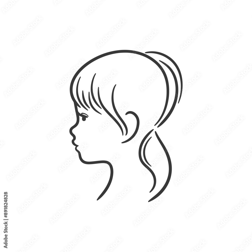 little girl head minimalist line art icon logo symbol little girl head minimalist line art icon logo symbol