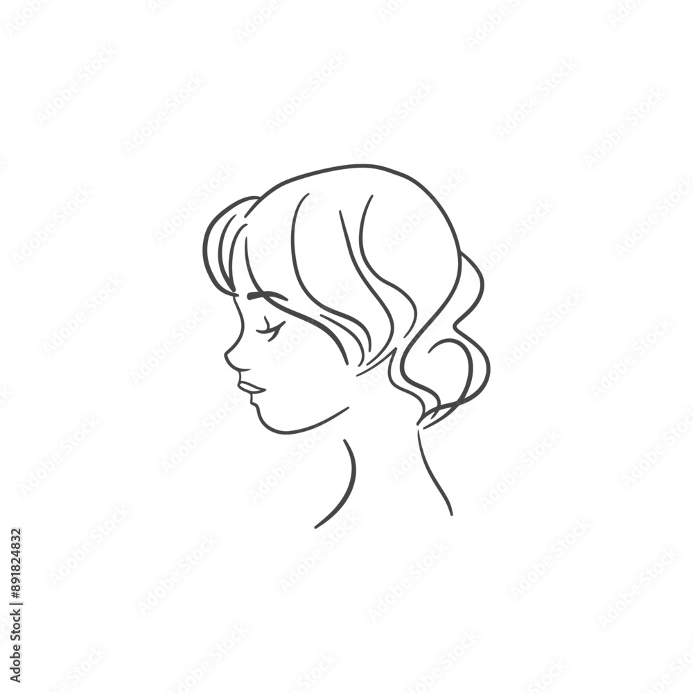 little girl head minimalist line art icon logo symbol little girl head minimalist line art icon logo symbol