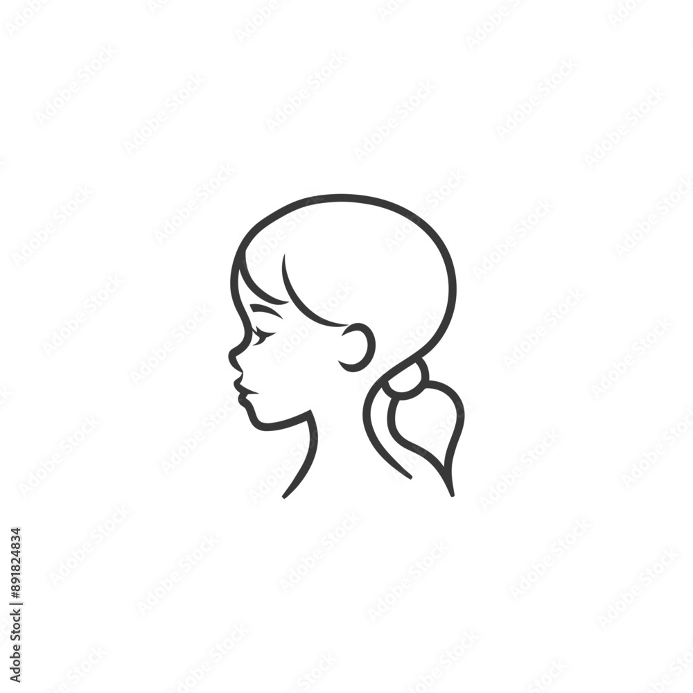 little girl head minimalist line art icon logo symbol little girl head minimalist line art icon logo symbol