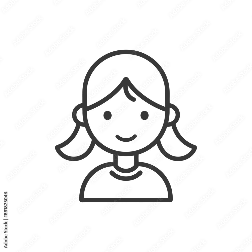 little girl minimalist line art icon logo symbol little girl minimalist line art icon logo symbol