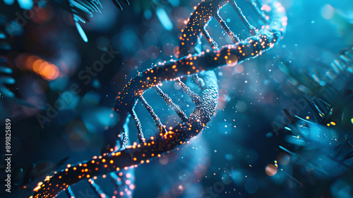 A backdrop of DNA genes sets the stage for scientific exploration, delving into cellular genetics, medical biotechnology, and the biological essence of life.