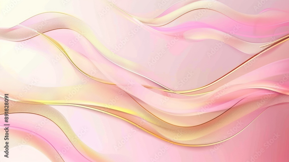 Abstract Wavy Background with Pink and Gold Hues Abstract Wavy Background with Pink and Gold Hues